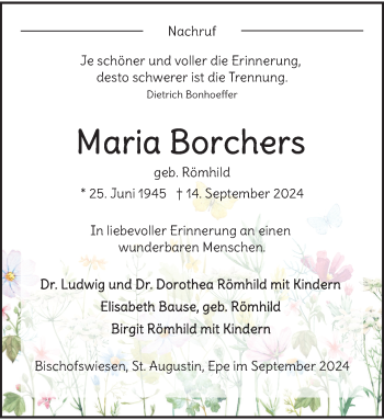 Anzeige von Maria Borchers 