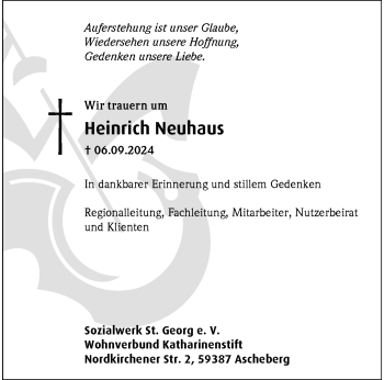 Anzeige von Heinrich Neuhaus 