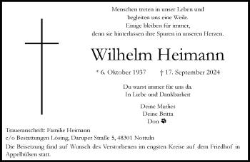 Anzeige von Wilhelm Heimann 