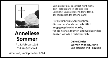 Anzeige von Anneliese Sommer 