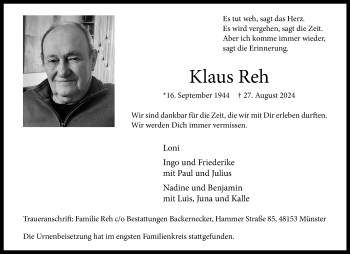 Anzeige von Klaus Reh 