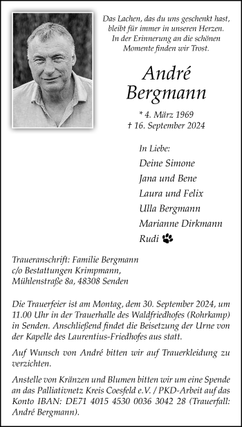 Anzeige von André Bergmann 