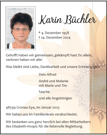 Anzeige von Karin Büchler 