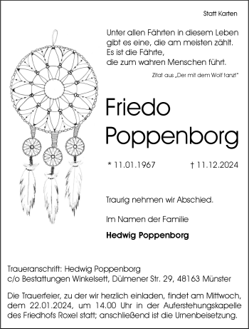 Anzeige von Friedo Poppenborg 