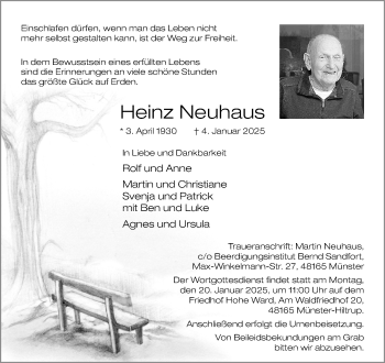 Anzeige von Heinz Neuhaus 