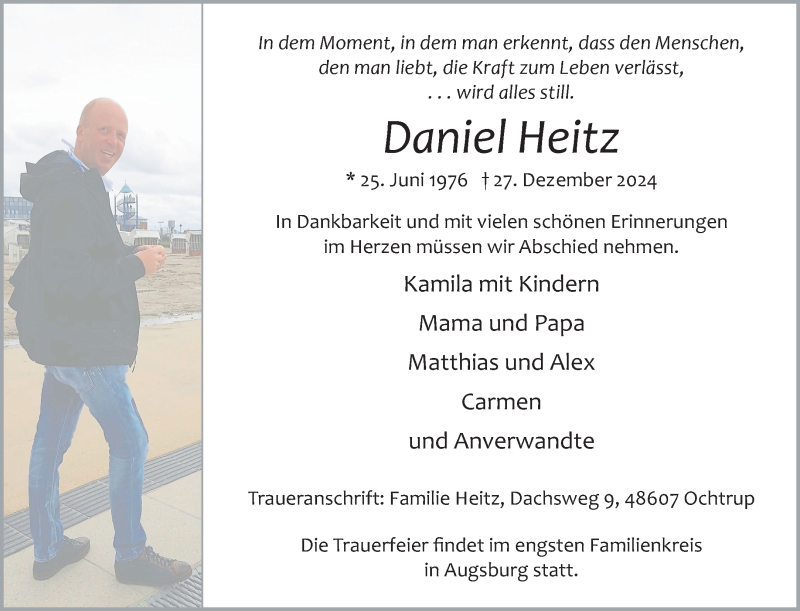  Traueranzeige für Daniel Heitz vom 04.01.2025 aus 