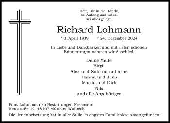 Anzeige von Richard Lohmann 