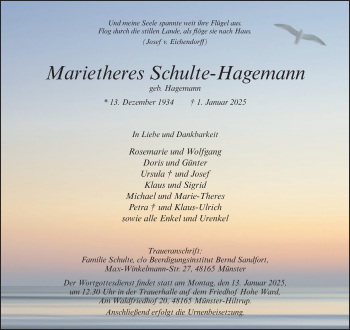 Anzeige von Marietheres Schulte-Hagemann 