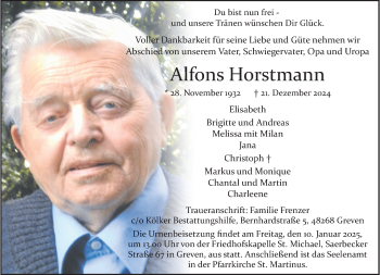 Anzeige von Alfons Horstmann 