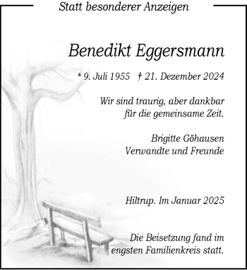 Anzeige von Benedikt Eggersmann 