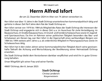 Anzeige von Alfred Isfort 